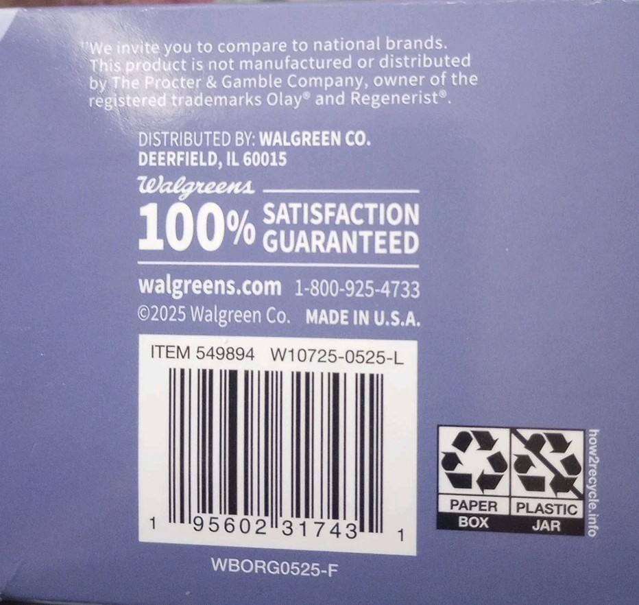 2 Walgreens Regenerating Retinol Night Cream Fragrance Free Moisturizing 2.14oz.