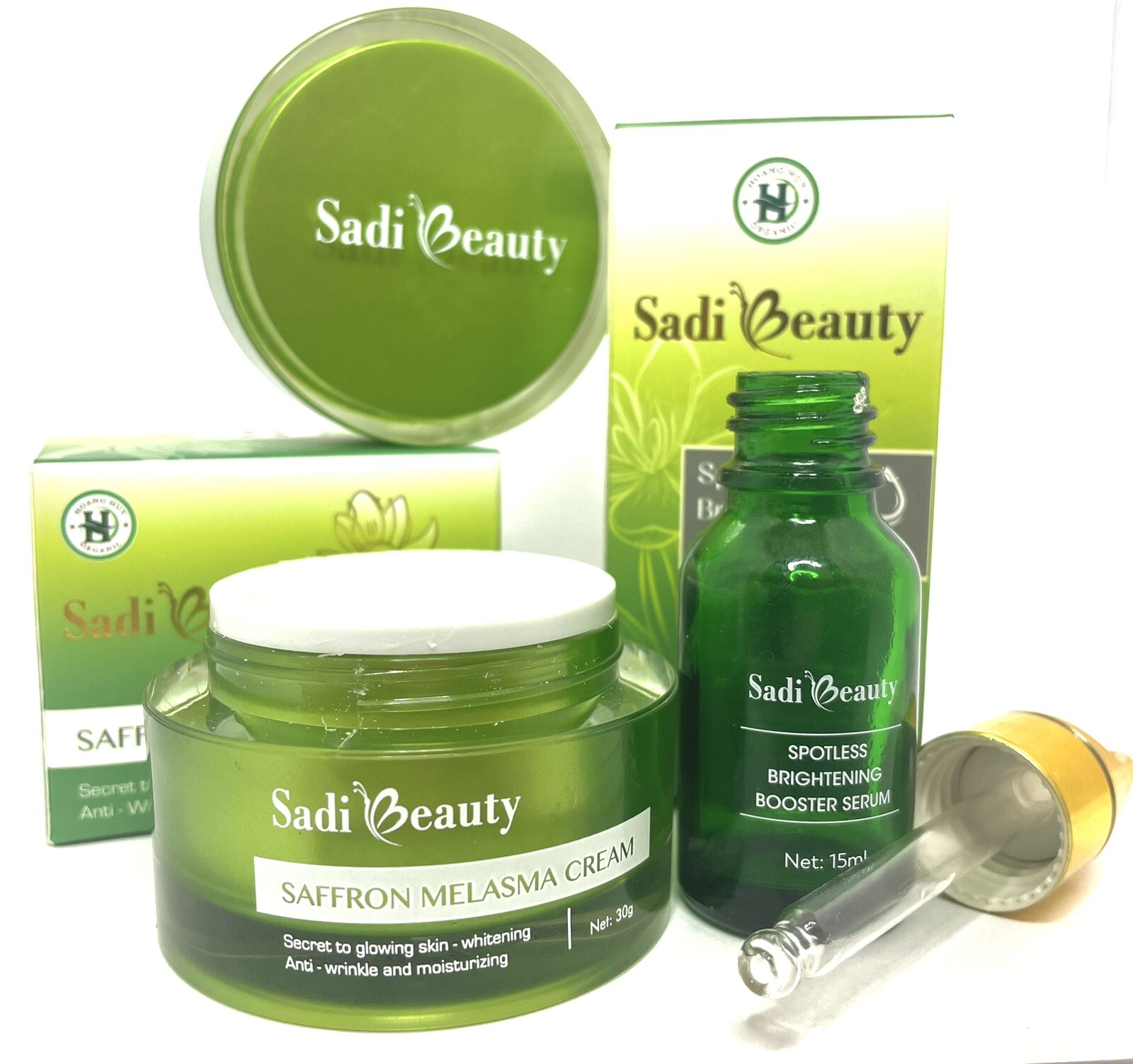 SADI Anti-Aging Hoang Huy Organic Melasma Cream and Spotless Booster Serum Combo