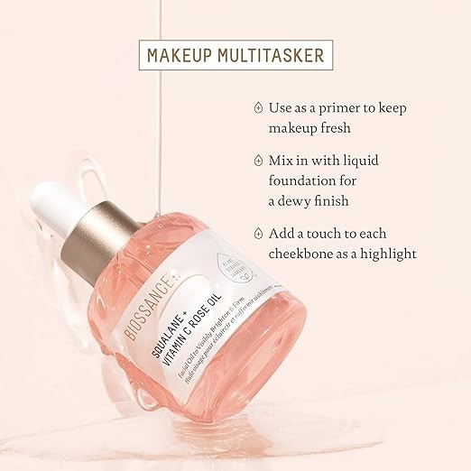 Authentic Biossance Squalane + Vitamin C Rose Oil 30ml Brightening Face Serum