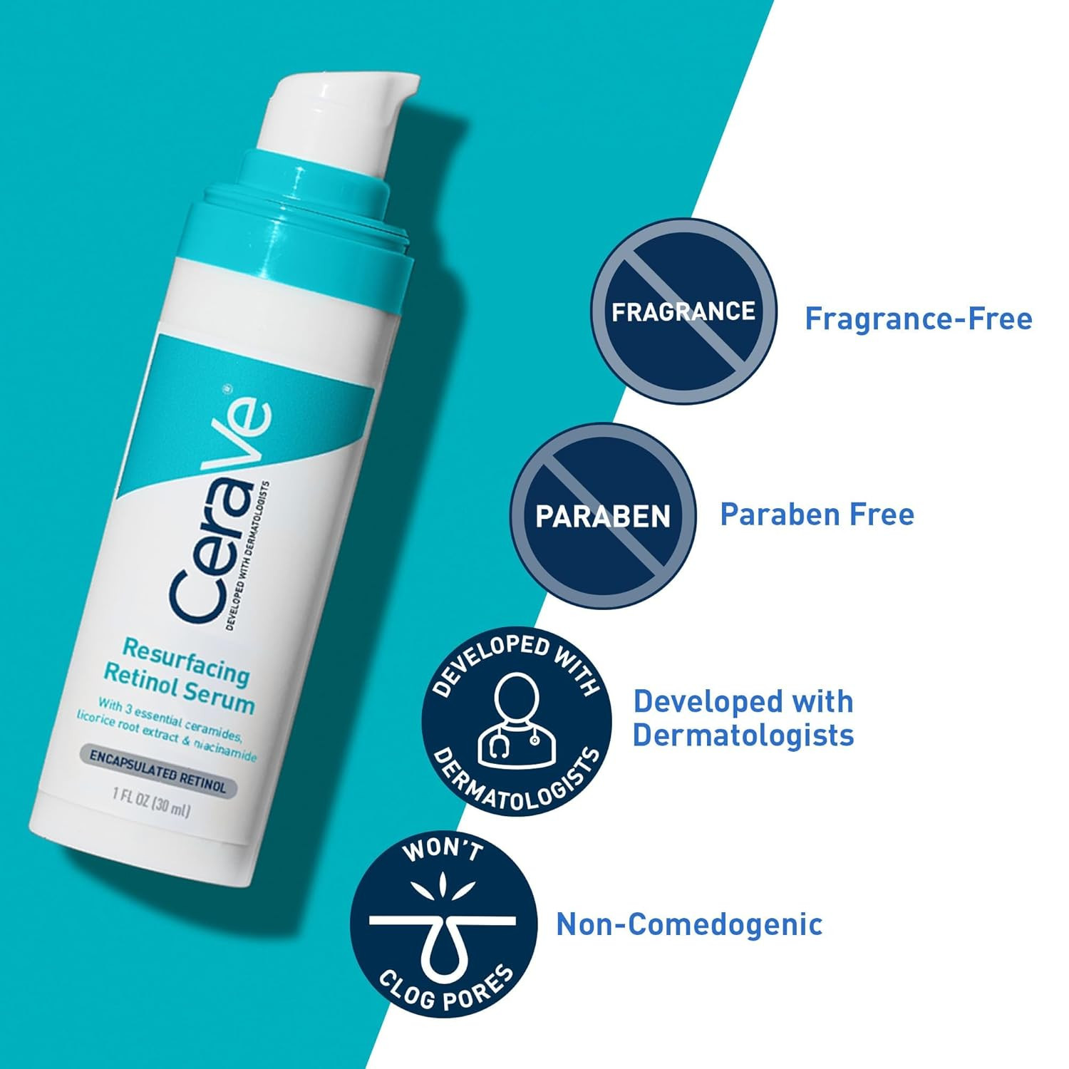 Resurfacing Retinol Serum for Post Acne Marks, Formulated with Licorice Root Ext