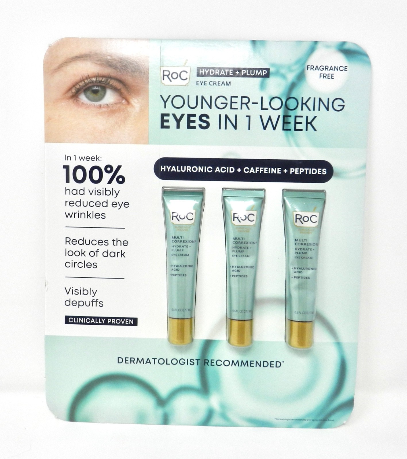 RoC Multi Correxion Hydrate + Plump Eye Cream 3 x 0.03 oz Hyaluronic Acid