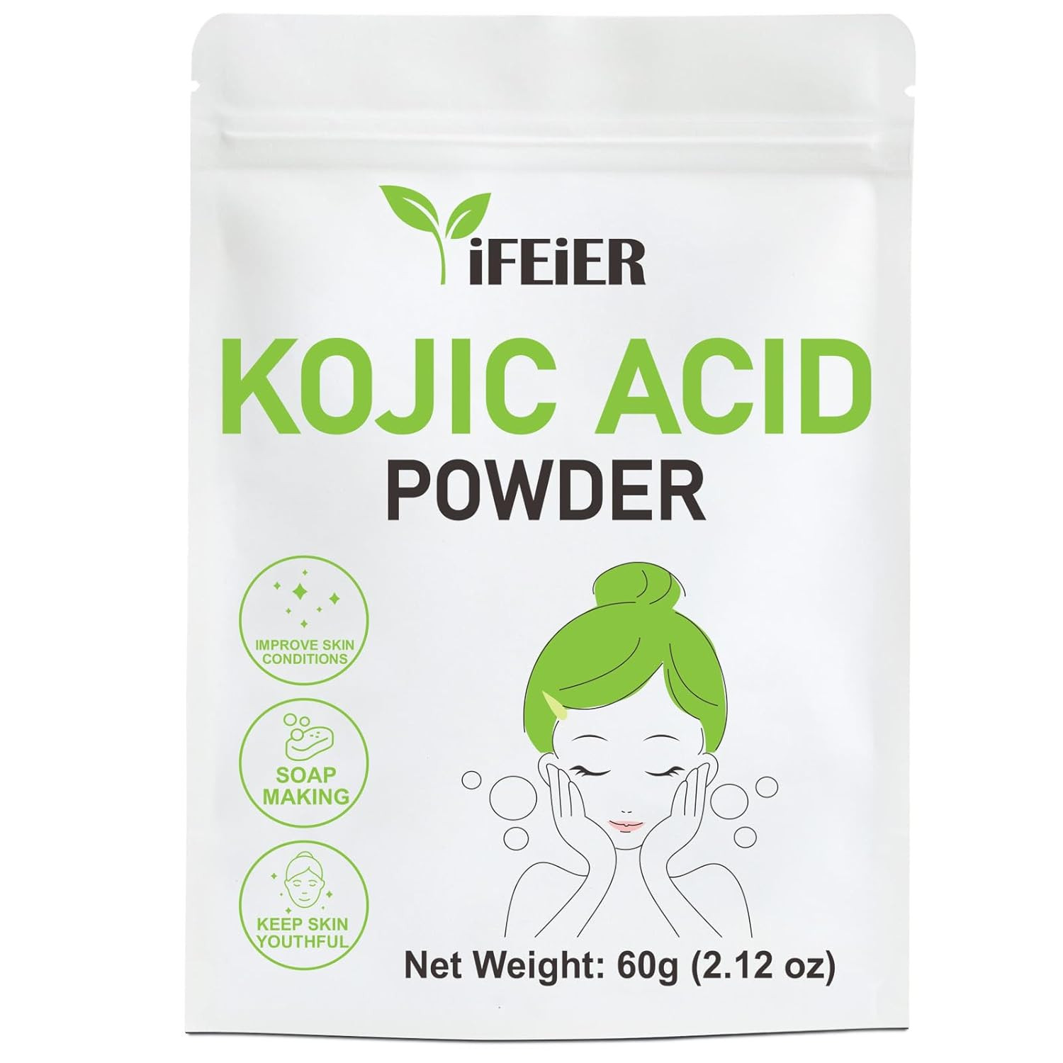 Pure Kojic Acid Powder 60g(2.12oz) for Skincare Products and Homemade Cosmetics.