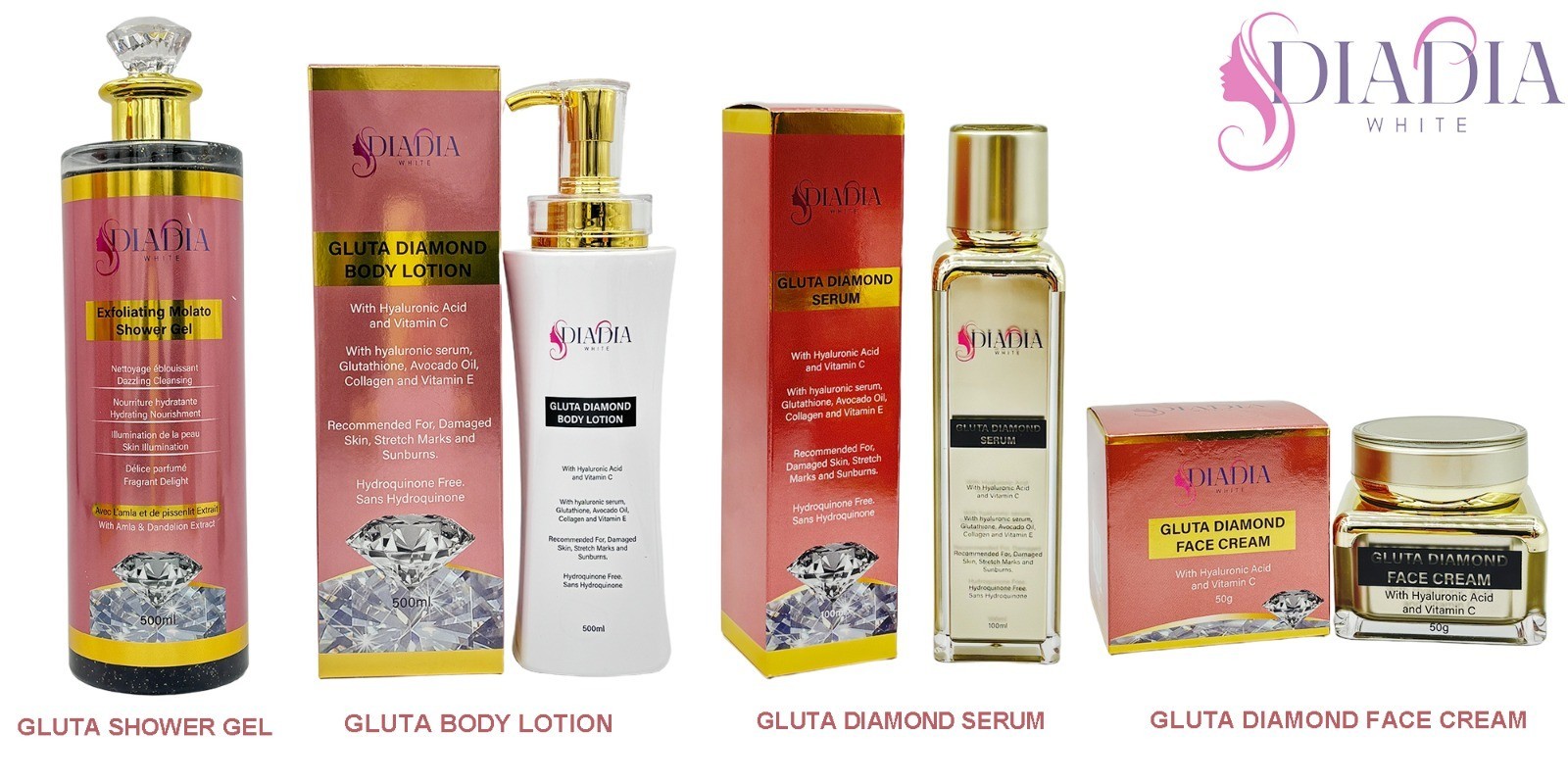 GLUTA DIAMOND MIRACLE SUPER WHITE AND GLUTA COLLAGEN & C CAPSULES Skin Booster