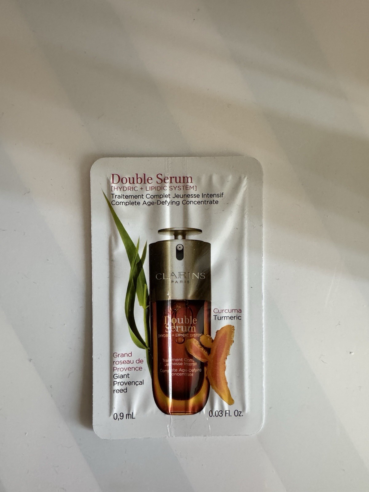 7x Clarins Double Serum Sample 0.03oz + Clarins Lip Comfort Oil #04 pitaya