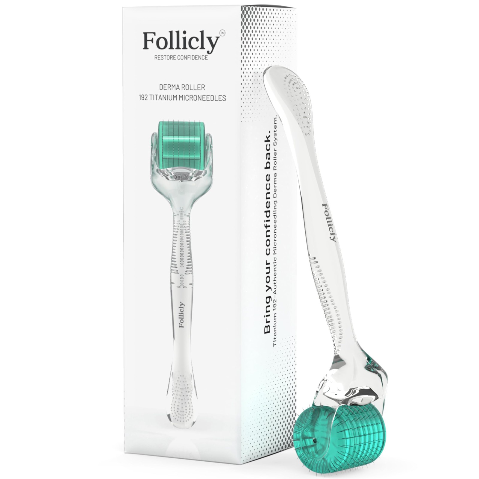 Follicly Derma Roller Titanium Microneedling Tool Hair Skin Face 192 Needles