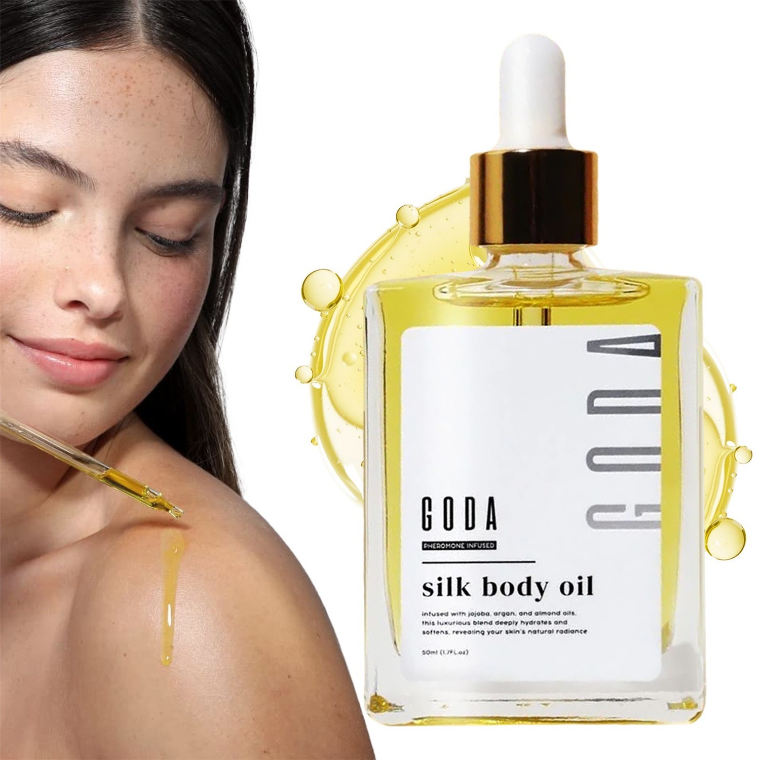 GODA Silk Body Oil, Silk Body Oil, Goda Perfume Oil,Bath& Shower Oil Smooth Skin
