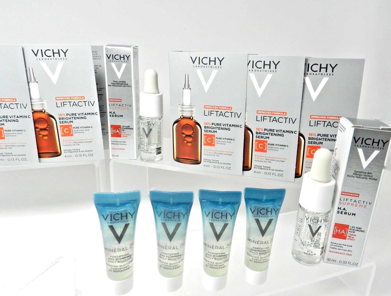 Vichy LiftActiv Sample Lot Vitamin C Serum HA Serum Mineral 89 Booster 18 Piece