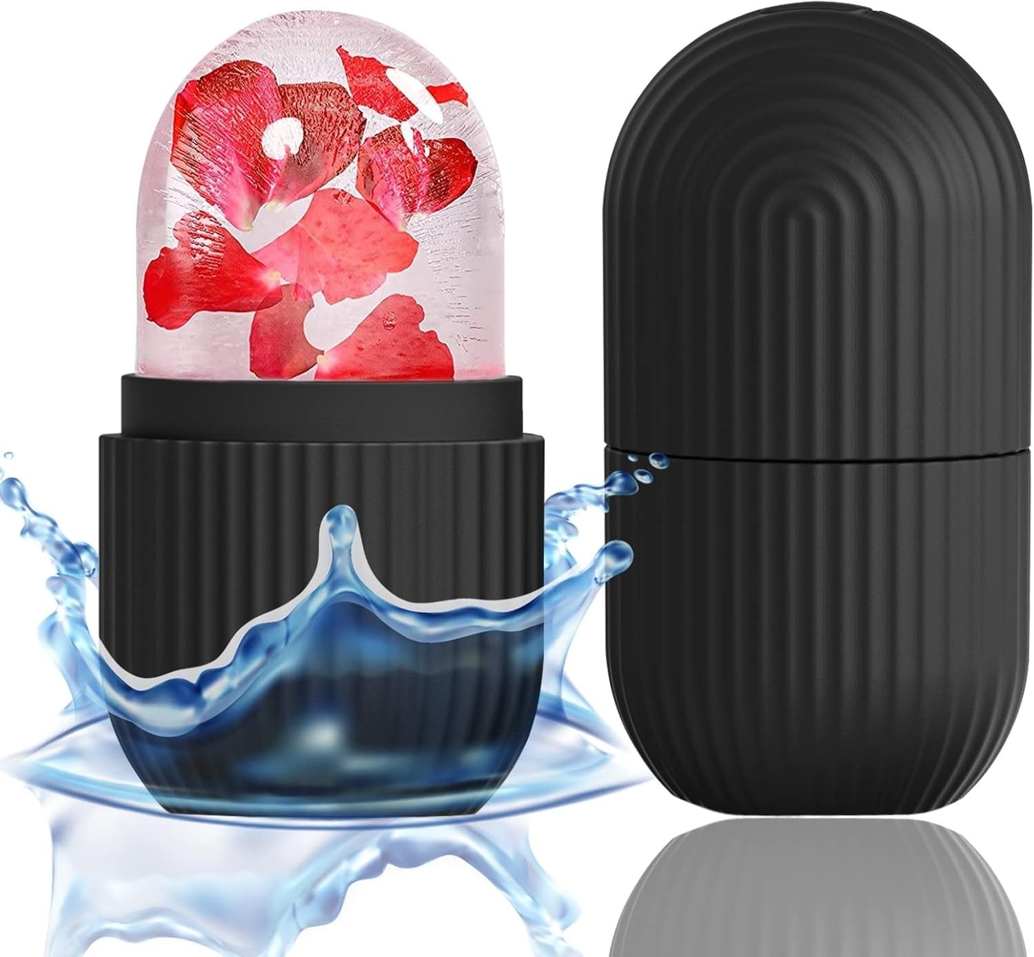 Portable Black Ice Face Roller – Reusable Silicone Beauty Tool for Eyes & Face