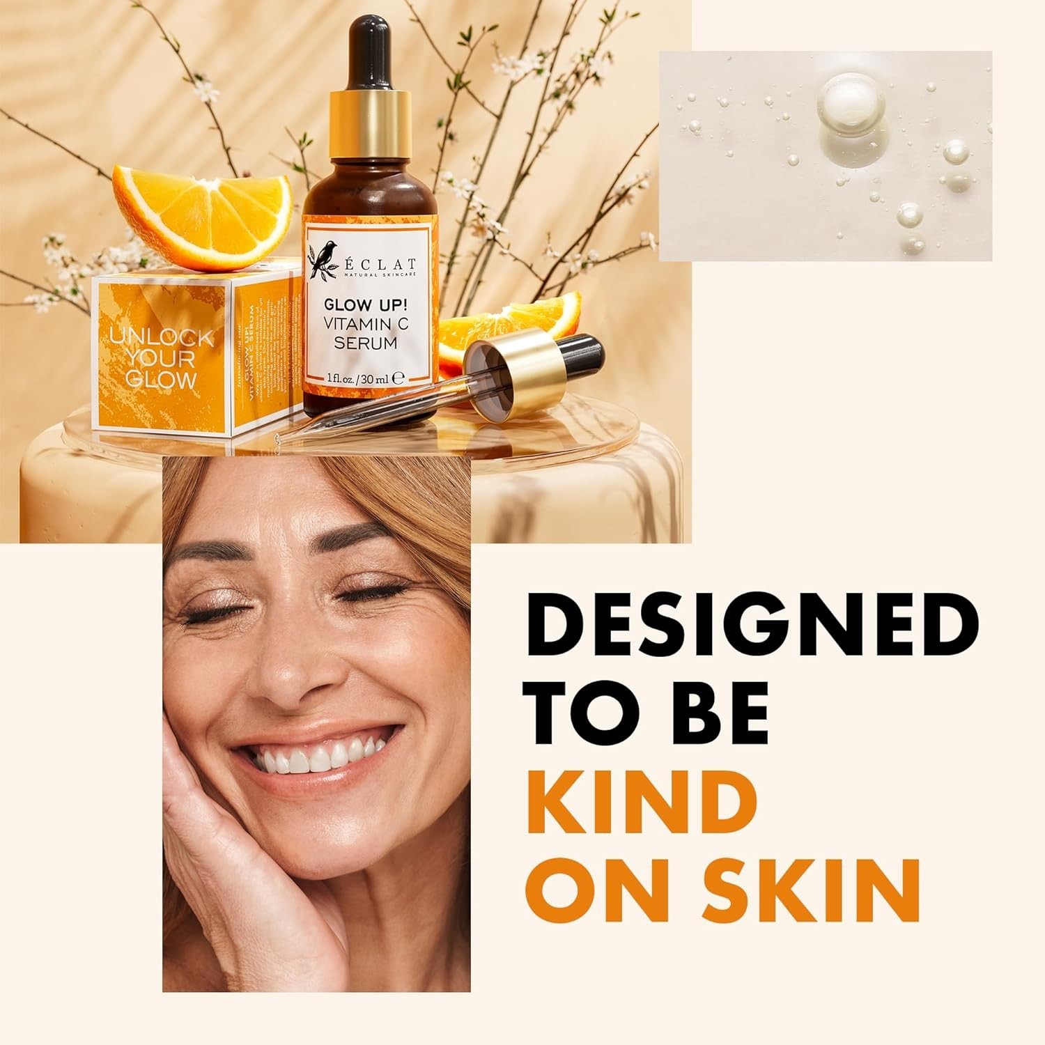 Eclat Vitamin C Face Serum, Brightening Facial Treatment with Vitamin E, 1 fl oz