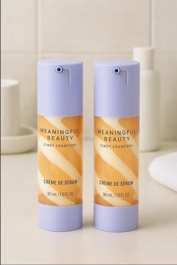 NEW MEANINGFUL BEAUTY CINDY CRAWFORD 2 in 1 Crème De Serum 2 PK, 1 Fl Oz Each