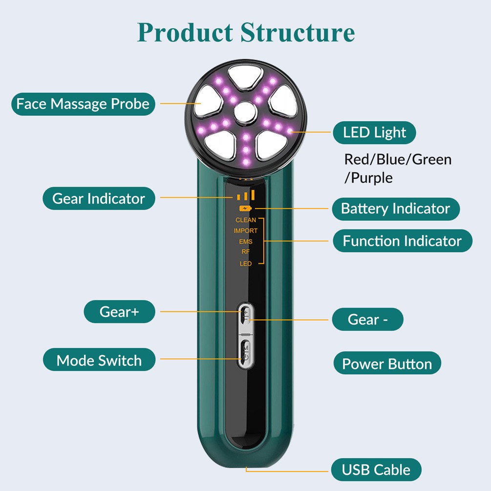 ZJKC Microcurrent Face Skin Tightening Lifting Device Facial Beauty Massager