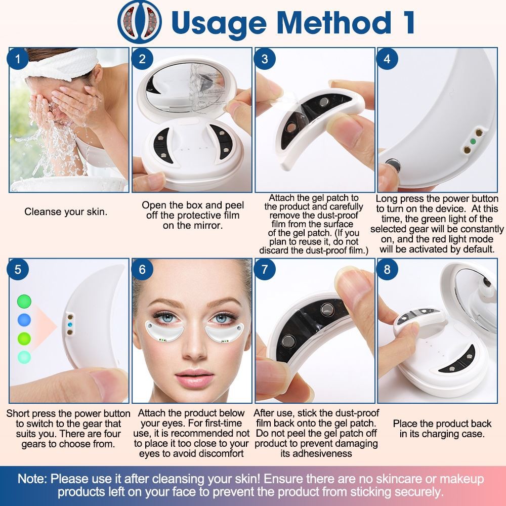 2 in 1 Eye Facial Massager Red Light Therapy Under-Eye Patches Beauty Device