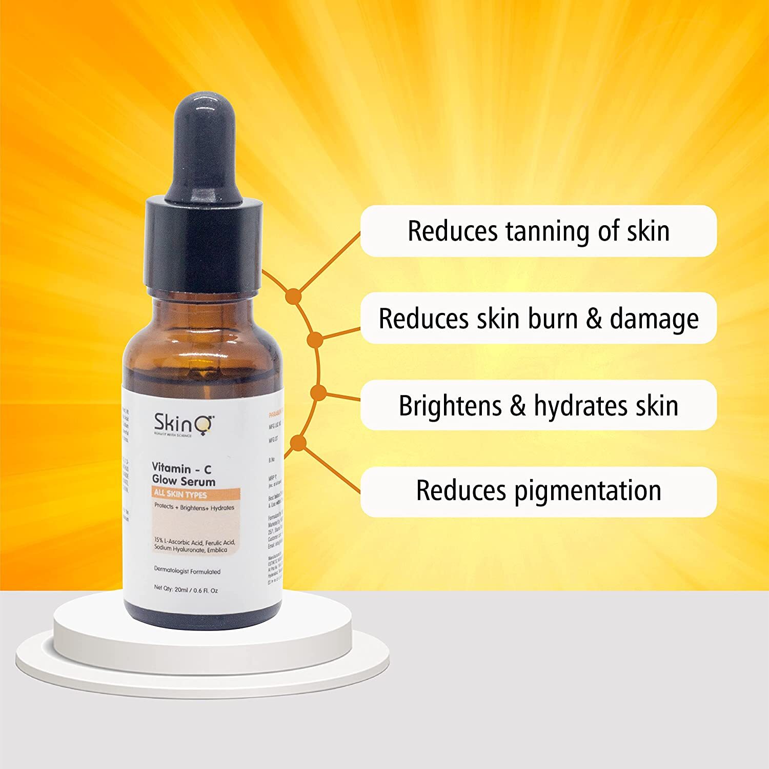 SkinQ Vitamin C Glow Serum for glowing skin 20 ml LONG EXPIRY