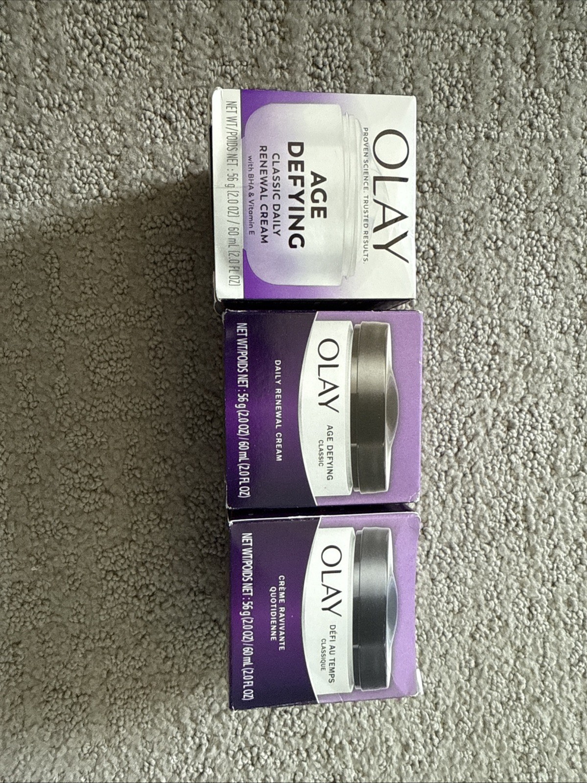 3x Lot of Olay Age Defying Classic Daily Moisturizing Renewal Cream 2oz Each