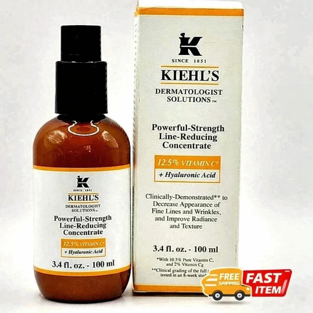 KIEHL’S Powerful Strength Line Reducing Concentrate Hyaluronic 3.4 oz new
