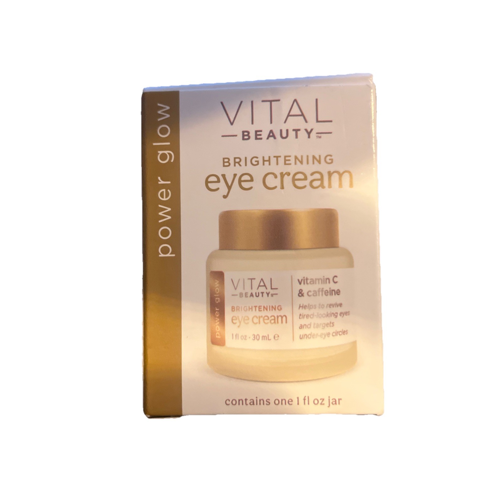 Vital Beauty Brightening Eye Cream Power Glow Ant-aging Vitamin C Caffeine 1 oz
