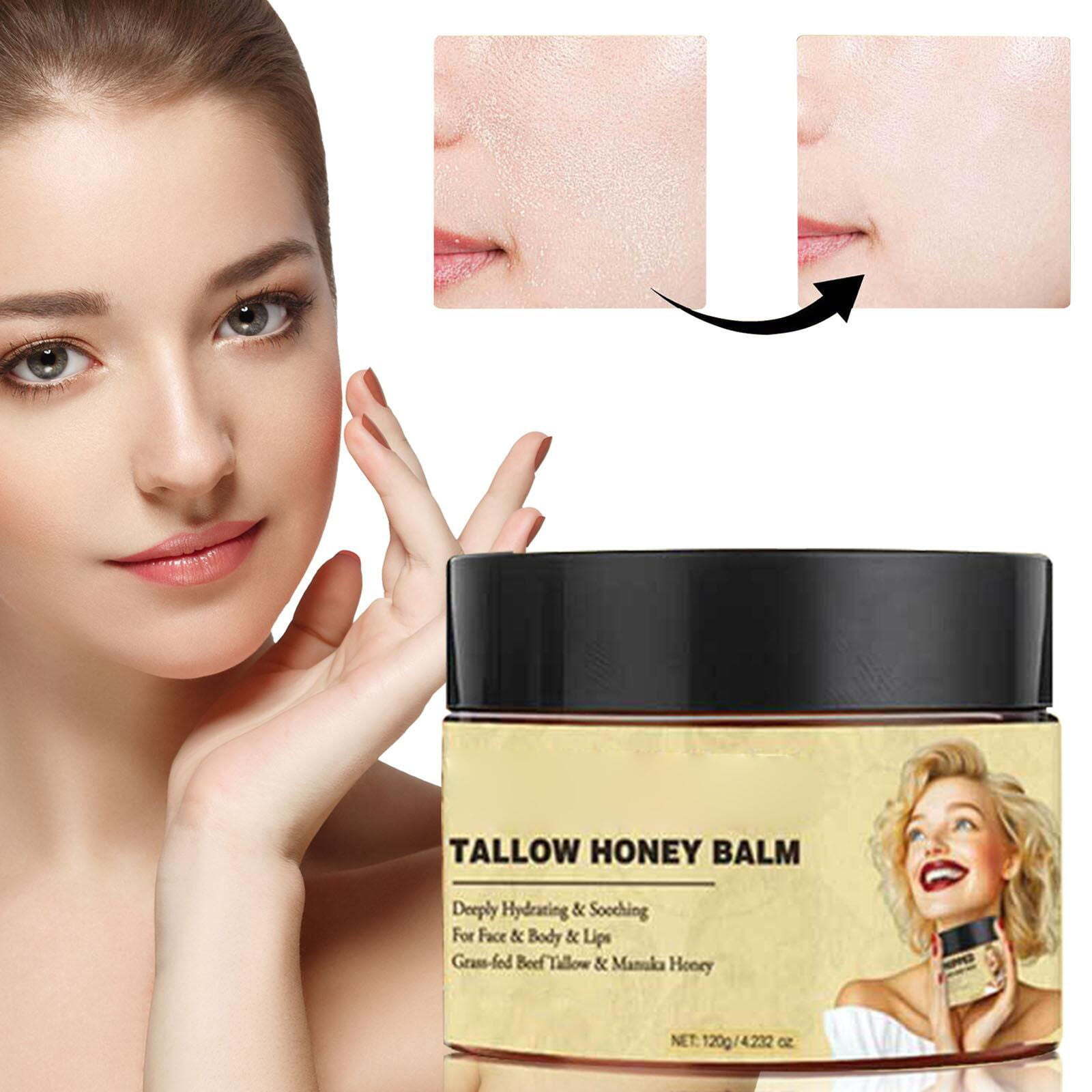 Whipped Beef Tallow and Manuka Honey Balm 4 Oz, Unscented, Grass Fed & Finished