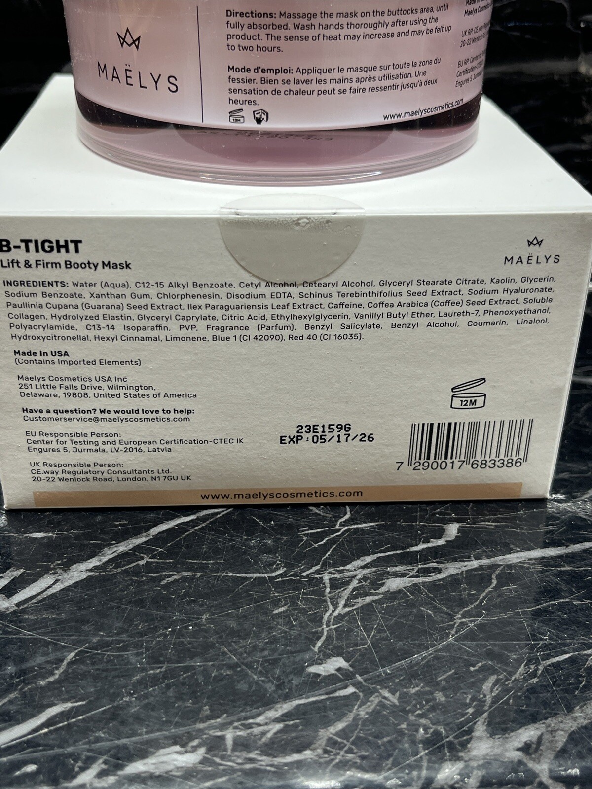 MAELYS B-Tight Lift & Firm Booty Mask Cellulite Reduction 3.38 oz n In Box !!!!