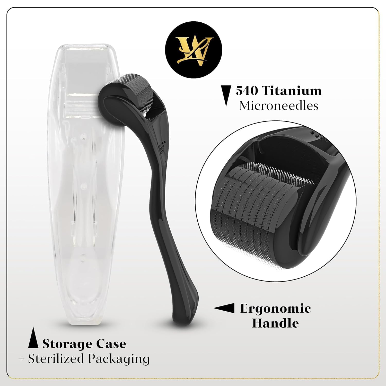 Derma Roller for Skin, Hair & Beard – Women and Men Titanium Microneedling Rolle