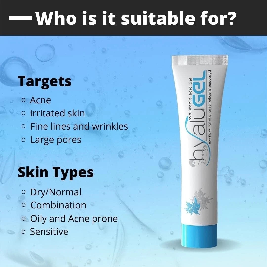 Ethiglo Hyalugel Anti-Acne Hyaluronic Acid Paraben-Free Gel, 30g