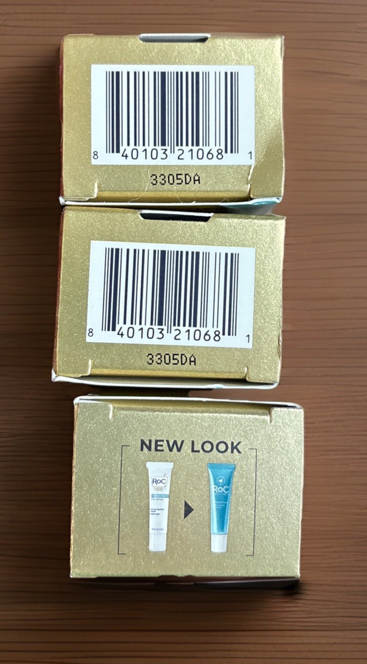 RoC Hydration + EyeCream 0.5oz ea Hyaluronic Acid Peptides NEW 3 Packs