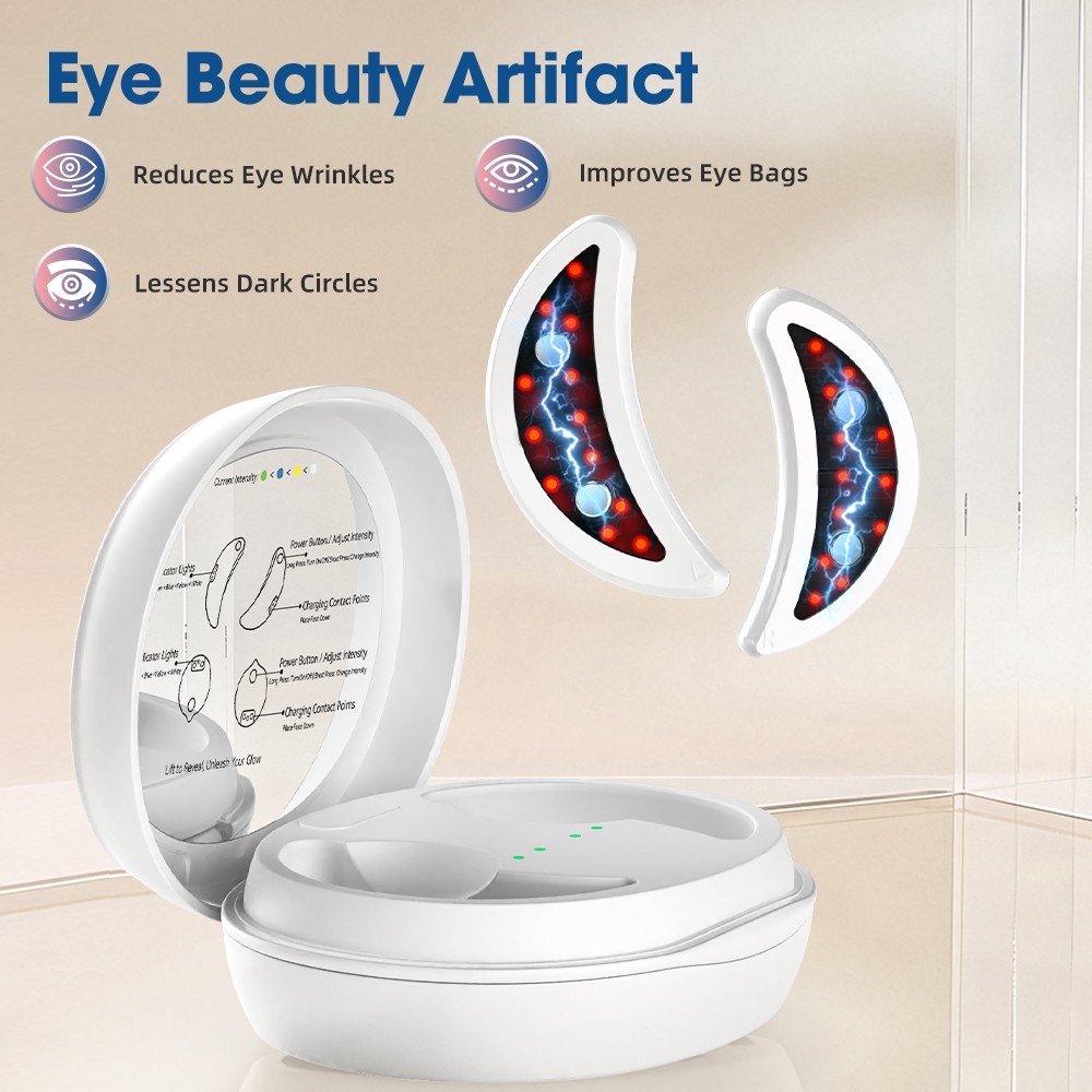 2 in 1 Eye Facial Massager Red Light Therapy Under-Eye Patches Beauty Device