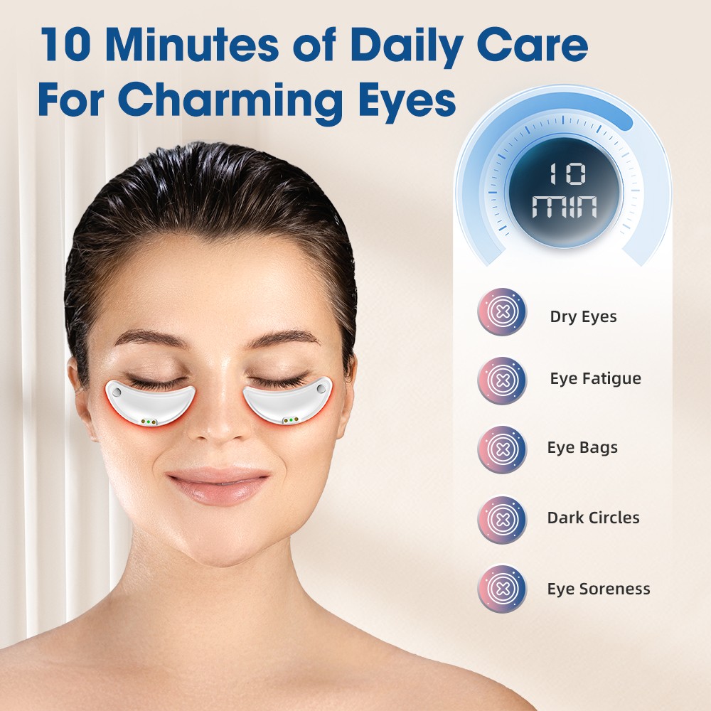2 in 1 Eye Facial Massager Red Light Therapy Under-Eye Patches Beauty Device