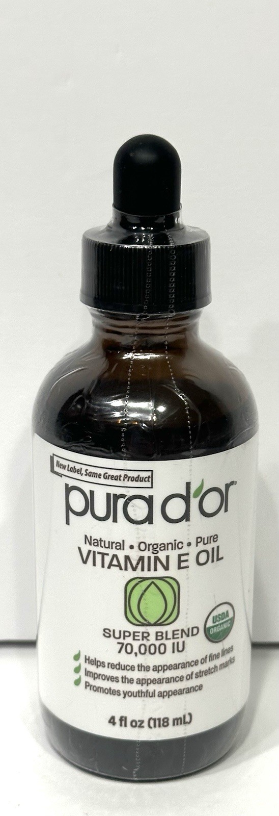 PURA D’OR Dor Organic Vitamin E Oil Super Blend 70,000 IU, 4 OZ, NEW Ships Free