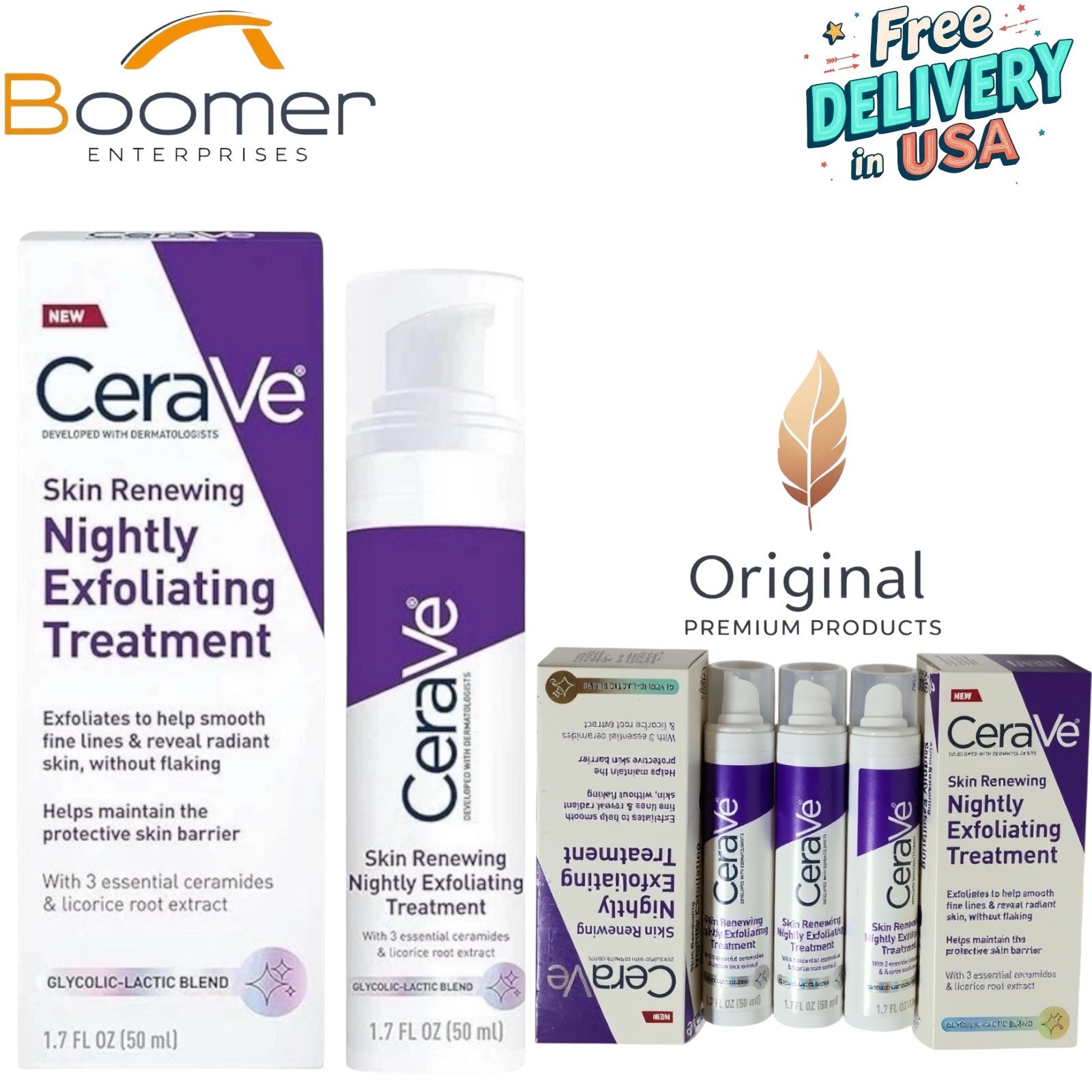CeraVe Skin Renewing Nightly Exfoliating Treatment Serum Anti Aging – 1.7 fl oz