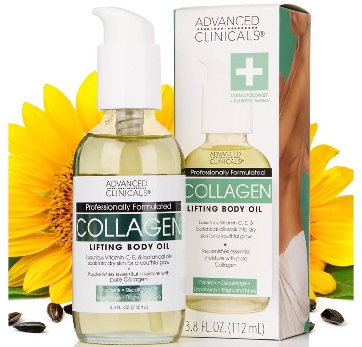 Advanced Clinicals Collagen Lifting Body Oil, 3.8fl.oz.