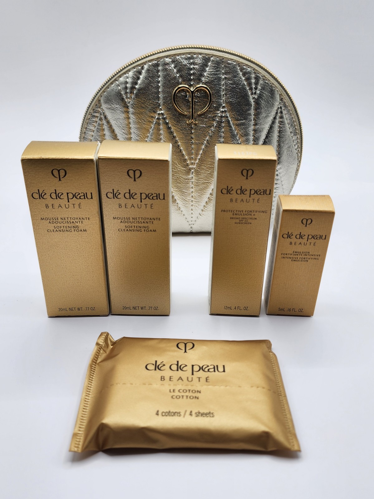 Cle De Peau Beaute Skincare Discovery Gift Set Gold Bag Bonus Cleanser 5pc