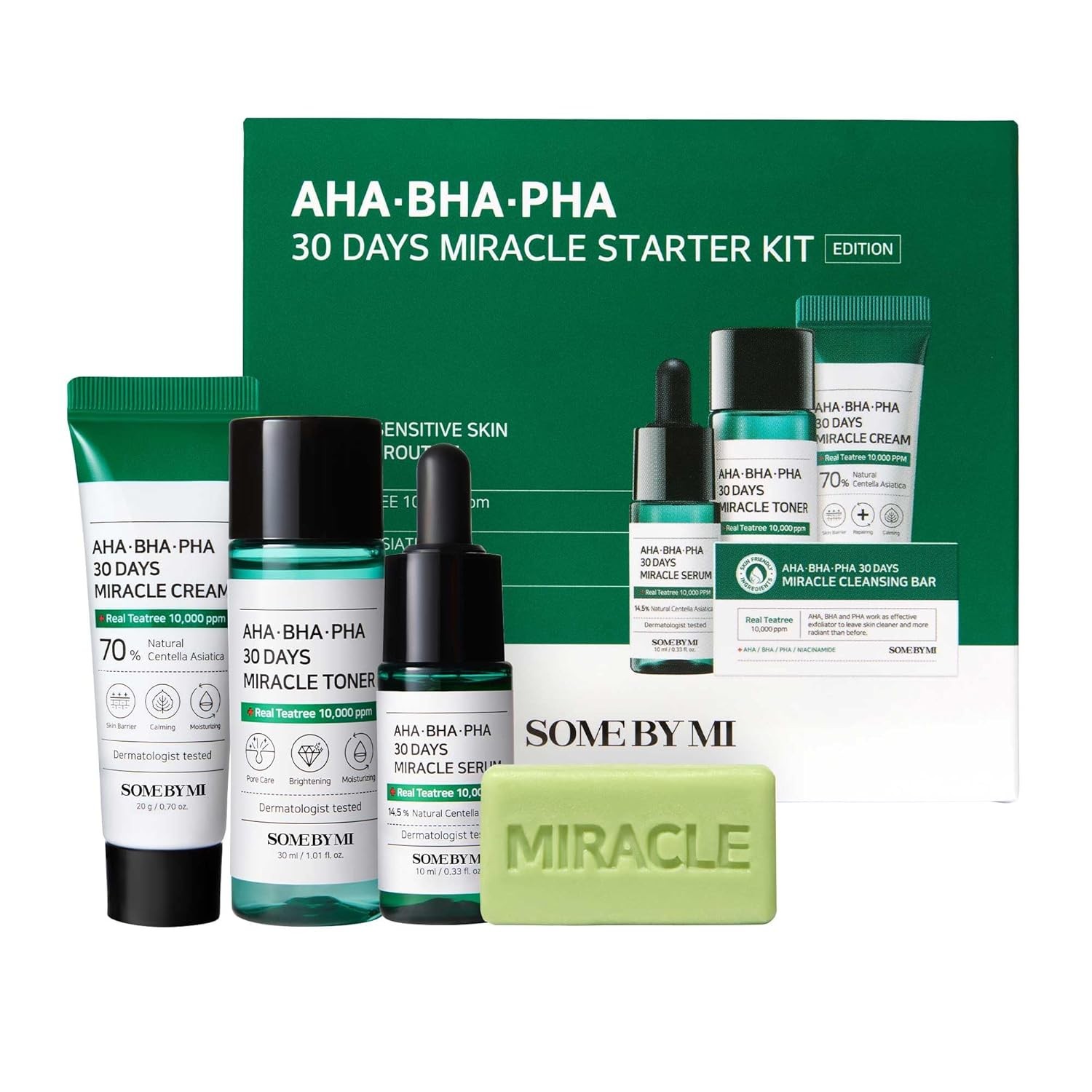 SOME BY MI AHA BHA PHA 30Days Starter Kit – Toner 1.01Oz, Serum 0.33Oz, Cream 0.