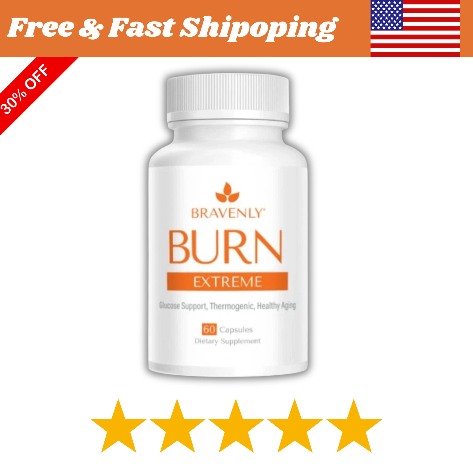 Bravenly Burn Extreme 60 capsules Free Shipping USA – EXP: 03/2027