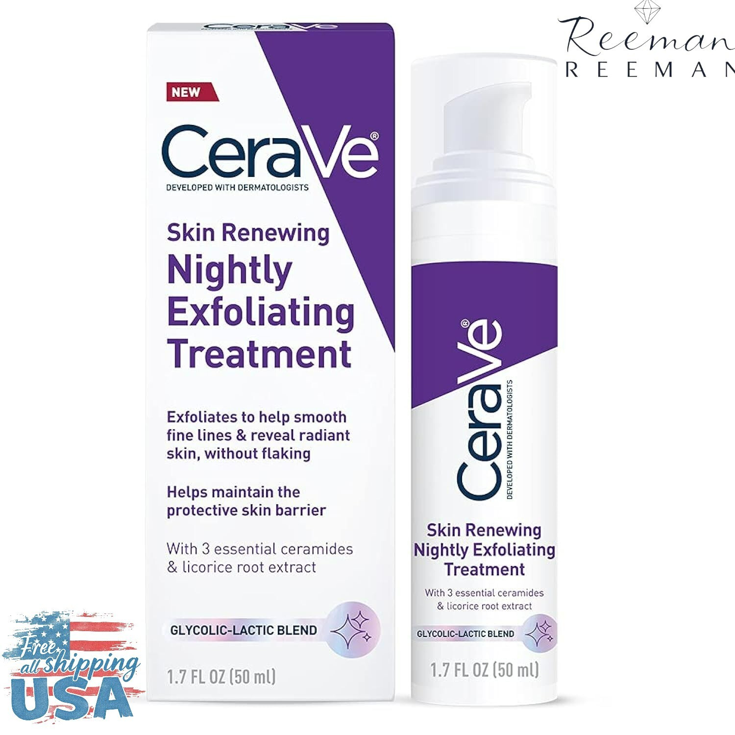 CeraVe Skin Renewing Nightly Exfoliating Treatment, Anti Aging Serum for face