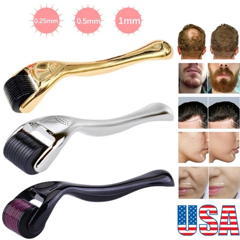 Micro Needle 540 Roller Derma Roller Titanium Hair/Beard Regrowth Anti Hair Loss