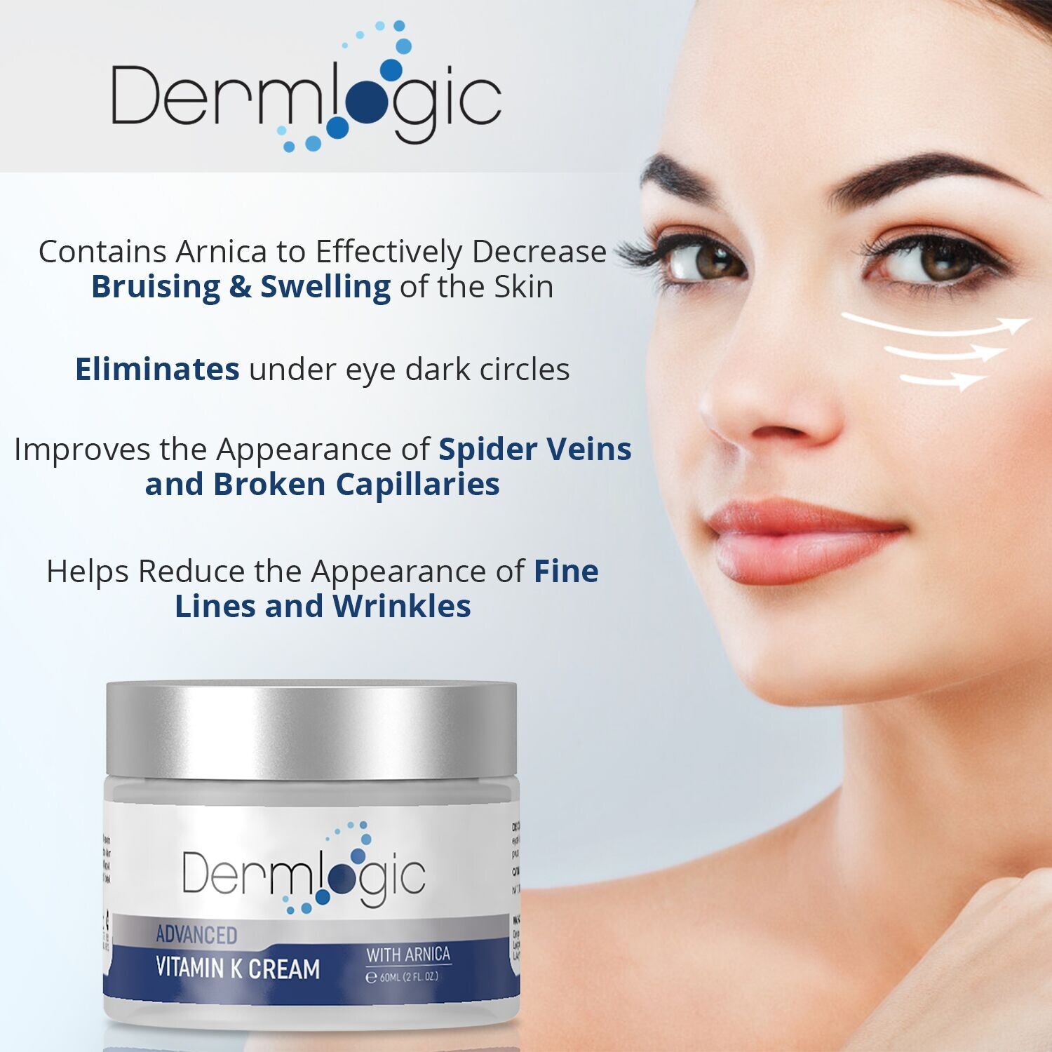 Vitamin K Cream – For Bruising, Spider Veins, Broken Capillaries, Dark Circles.