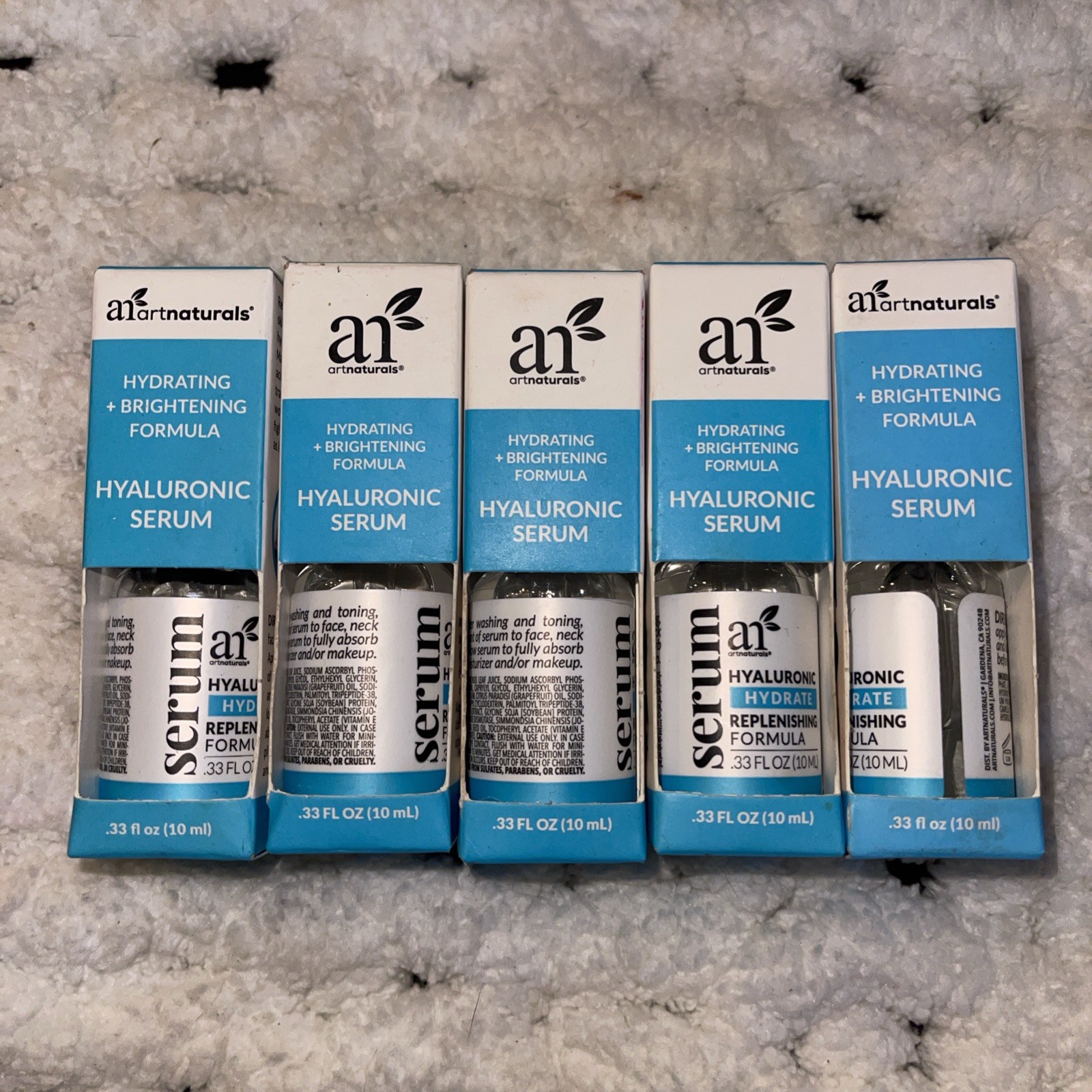 Lot Of 5 artnaturals Hydrating Brightening Hyaluronic Serum 10ml bottles