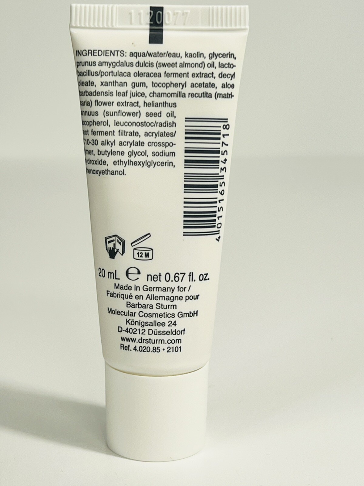 Dr. Barbara Sturm Face Mask 0.67 Oz 20 mL $48 Value, Travel Size Calming