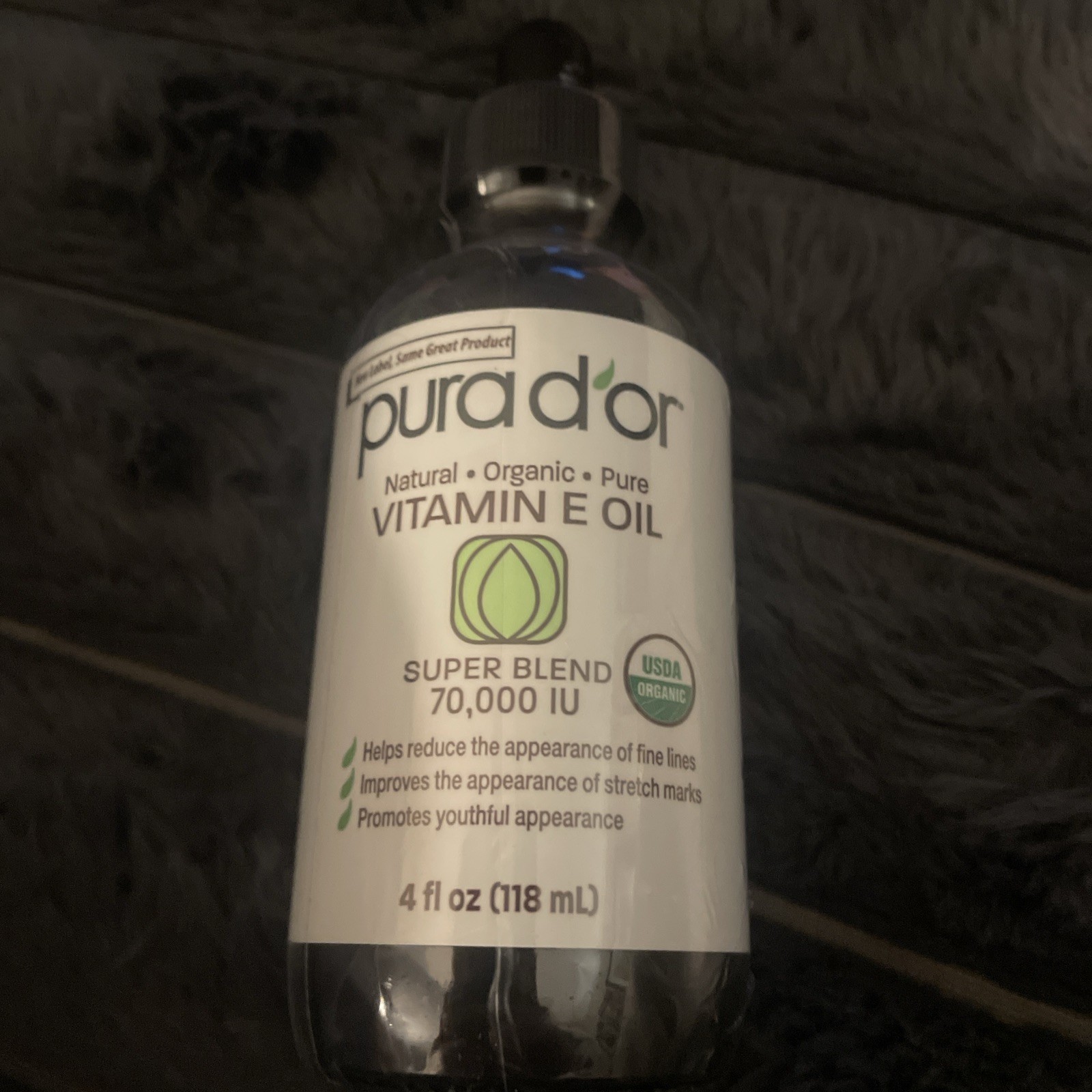 PURA D’OR Organic Vitamin E Oil Super Blend 70,000 IU, 4 OZ New Glass Bottle