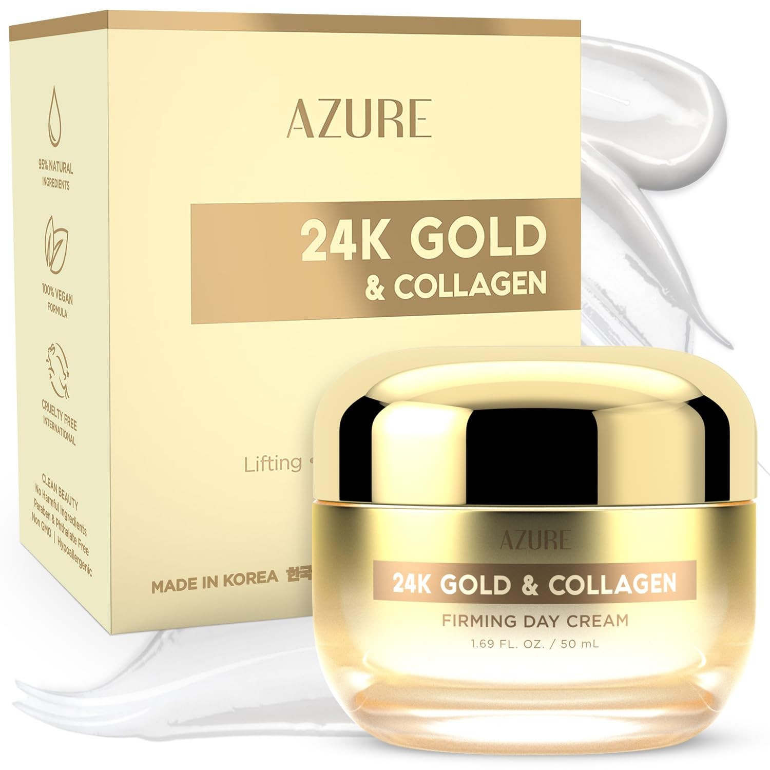 Azure Dermatologist Tested 24K Gold & Collagen Face Moisturizer K Beauty Ant…