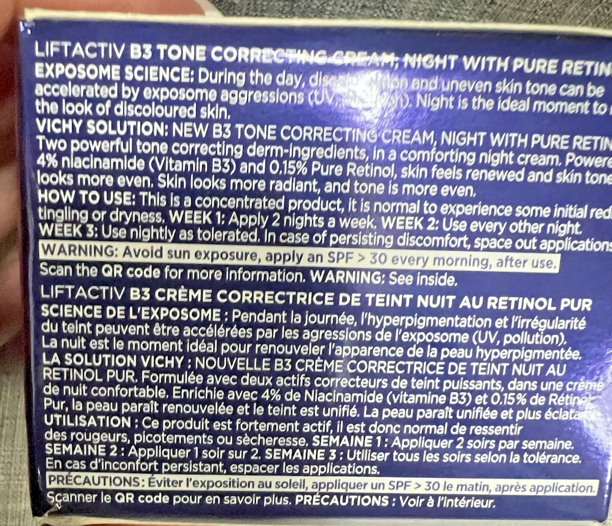 VICHY LiftActiv B3 Tone Correcting Cream with Retinol Night 1.69oz Exp 03/2027+
