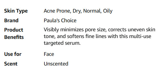 Paula’s Choice 10% Niacinamide Booster Face Serum For All Skin Types B3 B5 Vit C