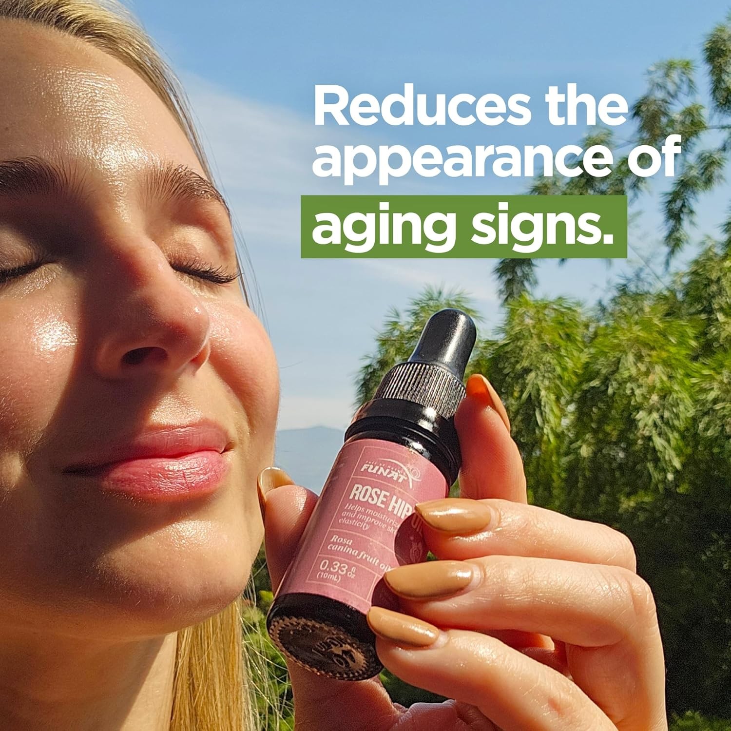 FUNAT 100% Pure Rosehip Oil –Facial & Skin Moisturizer – 0.3 FL OZ | Aceite