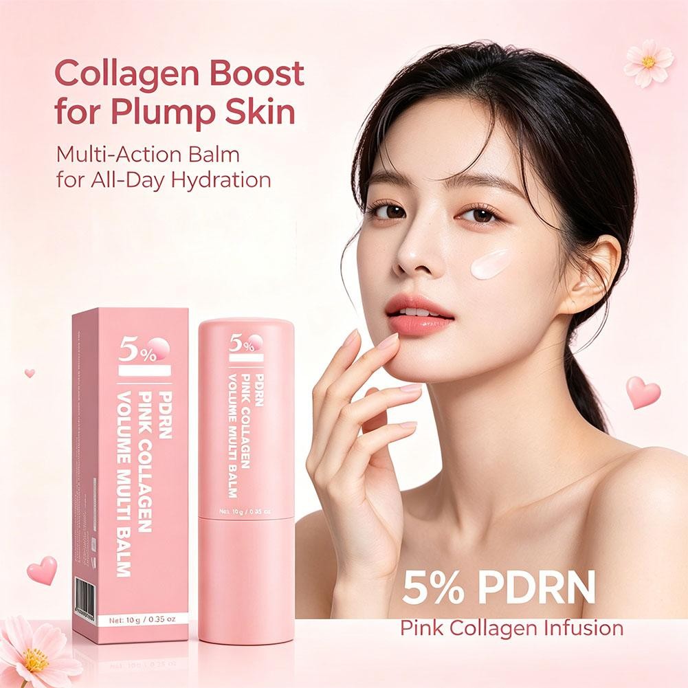 Pink Collagen Volume Multi Balm Stick – Wrinkle & Hydrating Stick for Face, Lips