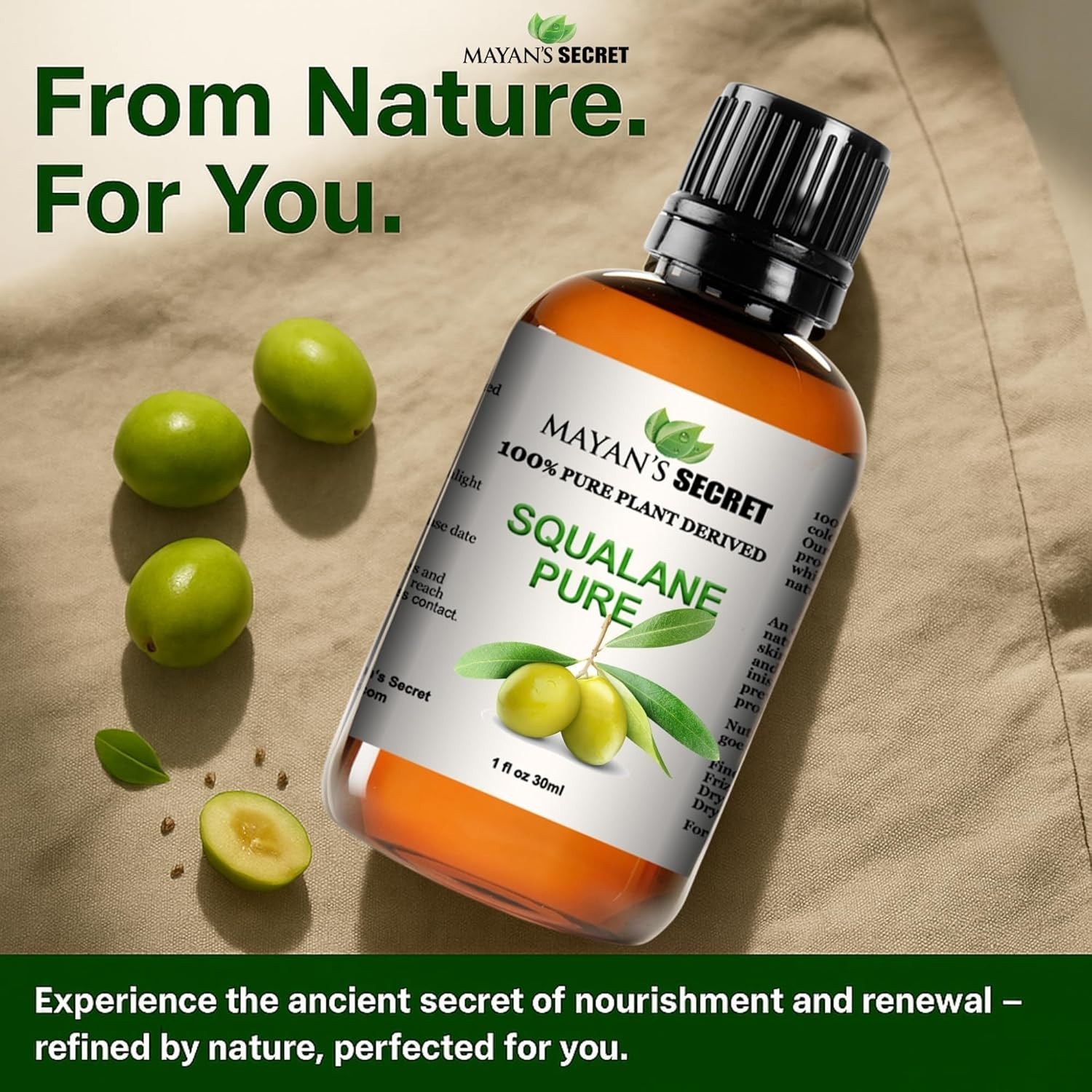100% Pure Cold Press SQUALANE (Olive) Oil OLEIC ACID Restores Skin Elasticity