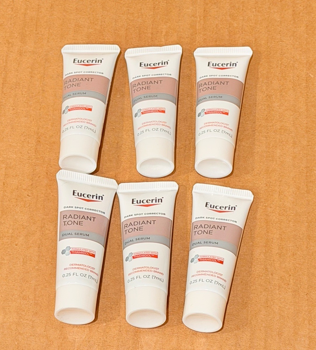 6 X Eucerin Radiant Tone Dark Spot Corrector Dual Serum 0.25 Oz Travel Size