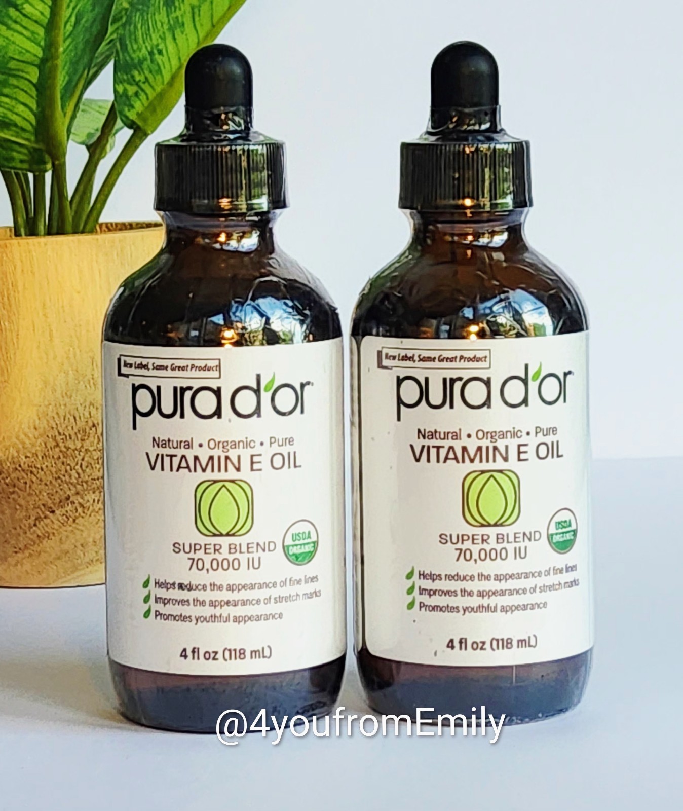 2 Pack! PURA D’OR Organic Vitamin E Oil Super Blend 70,000 IU – 4 OZ Each SEALED