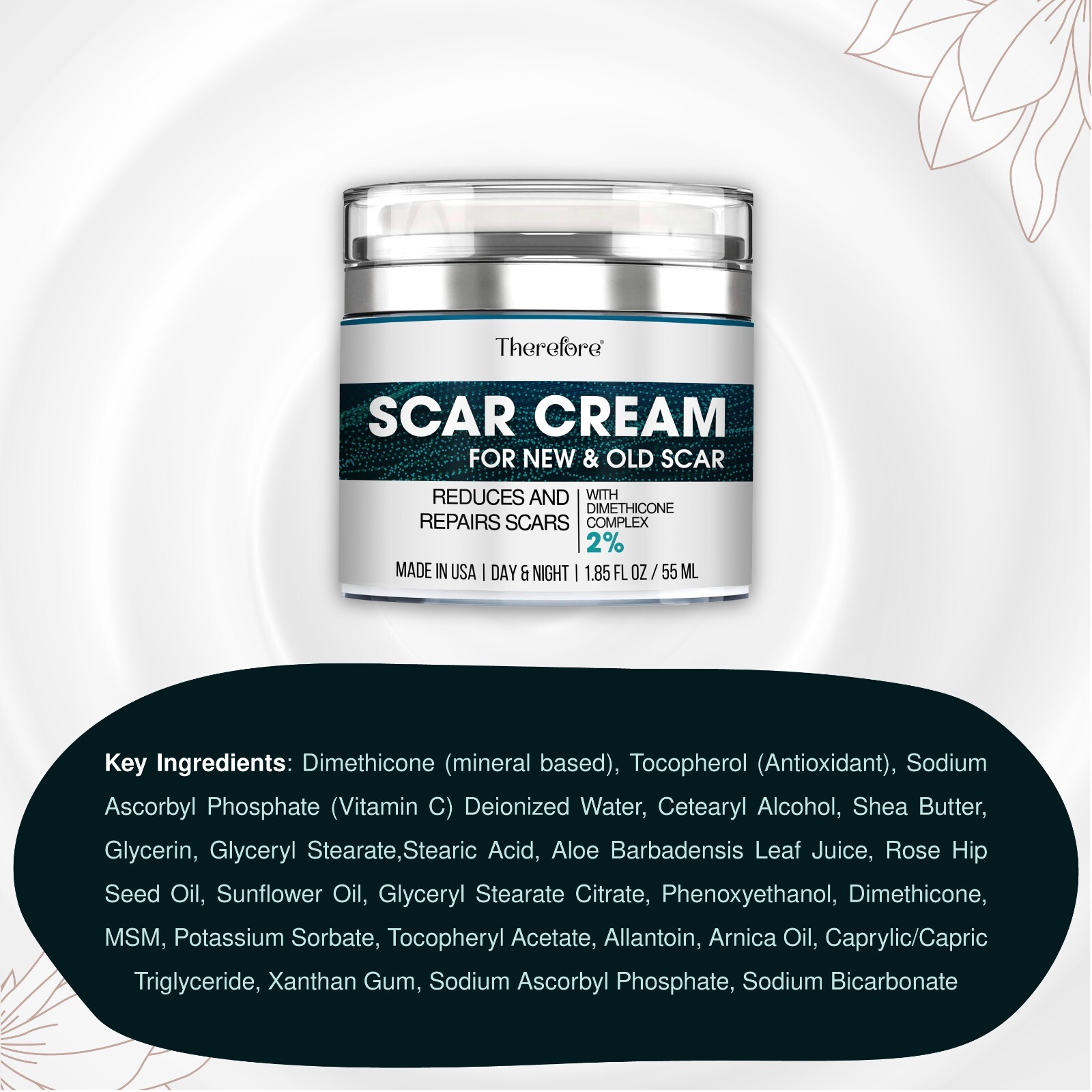 Advanced Scar Cream for Face and Body – Old & New Scar Removal Treatment 1.86 oz
