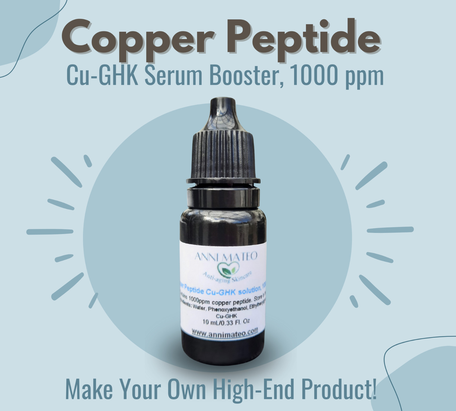Copper Peptide Concentrate for Skincare and Haircare Cu-GHK – Add to ANY Serum