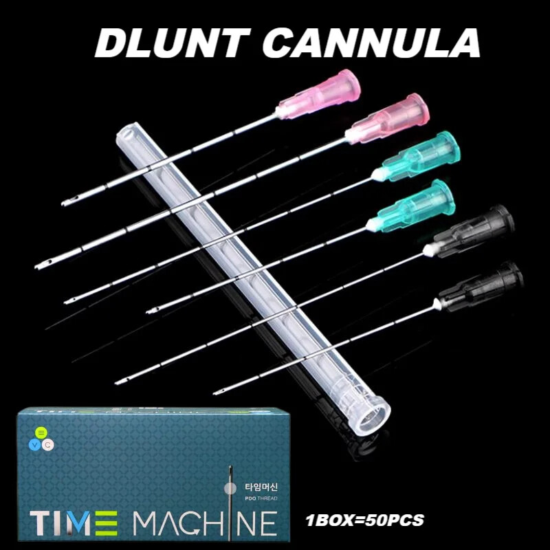 50Pcs Disposable Sterile Micro Cannula with Puncture Blunt Tip for Acid Fillers